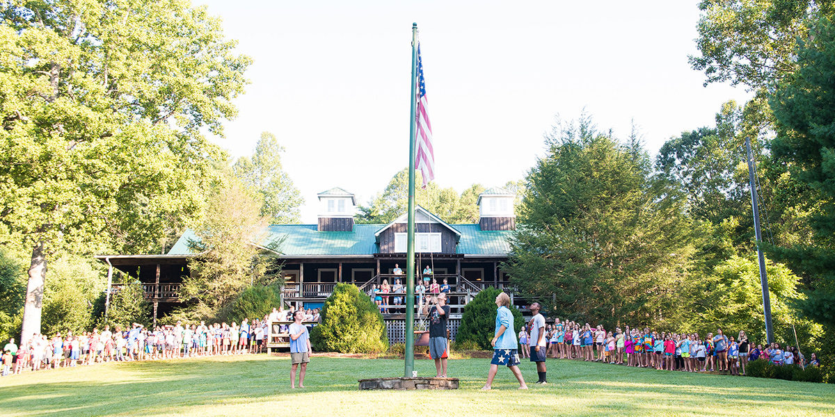 Flag raising at camp wayfarer